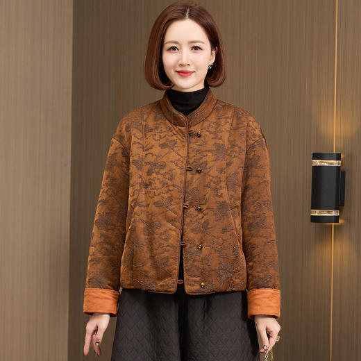 OSL 88K02羽绒服香云纱鹅绒服国风妈妈装高端宽松大码 商品图0