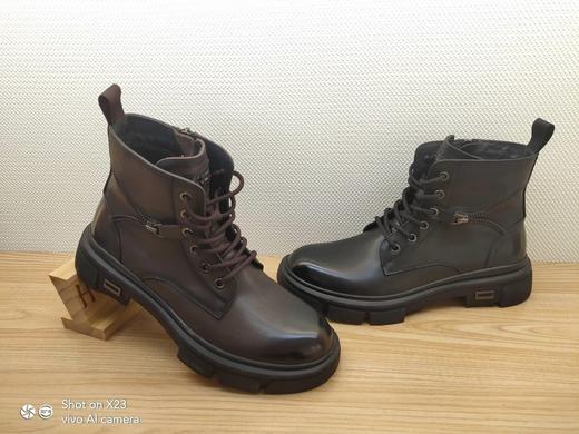 豪行冬季新款正品真皮马丁靴休闲舒适高帮系带男单靴12459306 商品图0