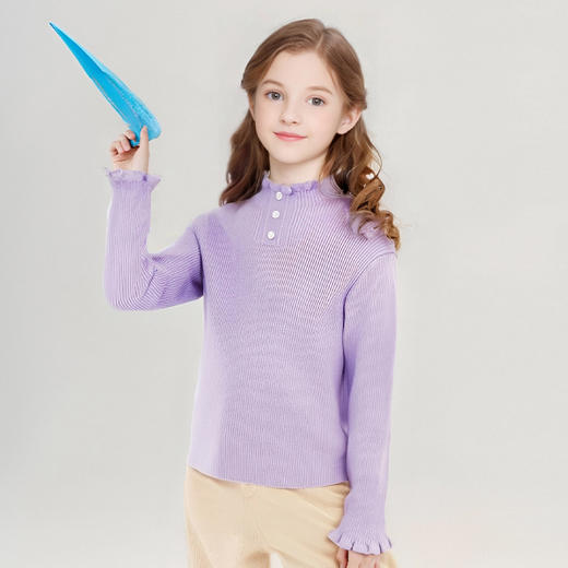 笛莎Deesha 童装女童2025冬半高领毛织打底衫 商品图1