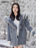 【门店同款】ENJOY冬季“暖冬软糖”海军领狐狸毛大衣 168143873 商品缩略图4