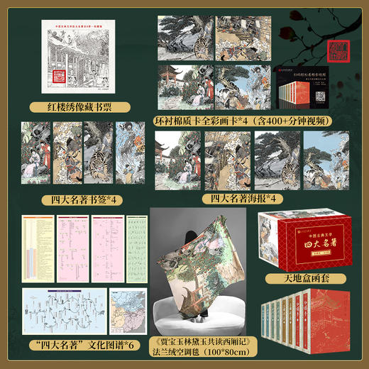 【樊登好书】人民文学出版社刷边特装版四大名著 赠：空调毯+文化图谱6+小海报4+学者讲书视频卡+书签+藏书票 商品图2