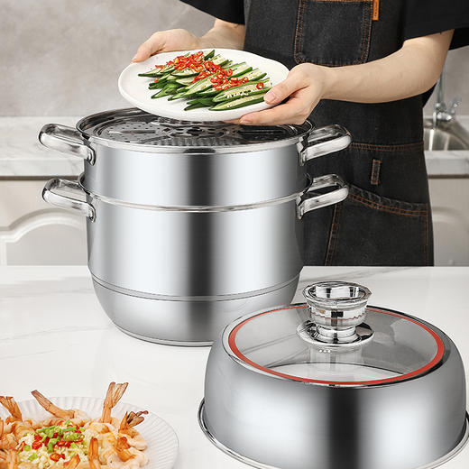美穗吉家 304不锈钢三层定时多用蒸锅30cm 商品图3