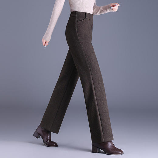 休闲直筒裤女春秋季新款大码宽松显瘦长裤羊绒毛呢裤子窄版阔腿裤 商品图4