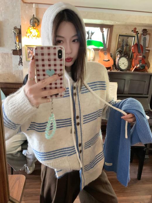 <曾小咸推荐>现货秒杀 ！微信超特价！韩系条纹连帽毛衣 日常209.99 立减110 秒杀99.99！！ 商品图13