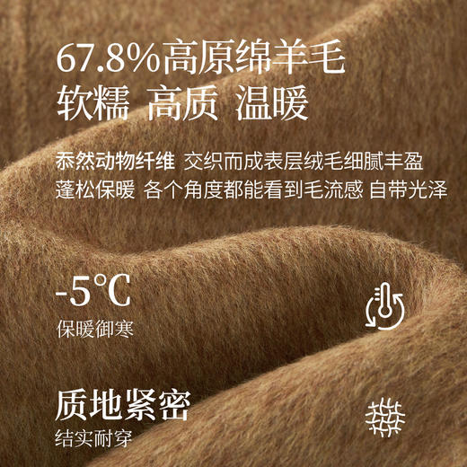 【12/24新品6.5折】熙世界复古牛角扣呢子大衣女中长款冬装宽松慵懒翻领加厚毛呢外套 商品图3