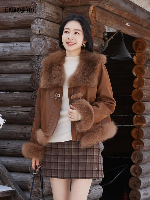 【门店同款】ENJOY冬季“游牧漫寻”海军毛领皮草外套 168443121 商品图12
