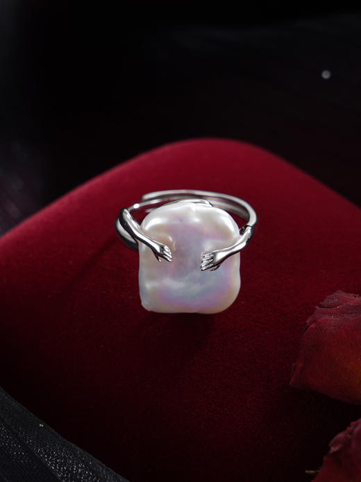 子佩集【守护拥抱】银S925珍珠惜王妃戒指【SPR0480002】13*17mm巴洛克方块手2512 商品图8