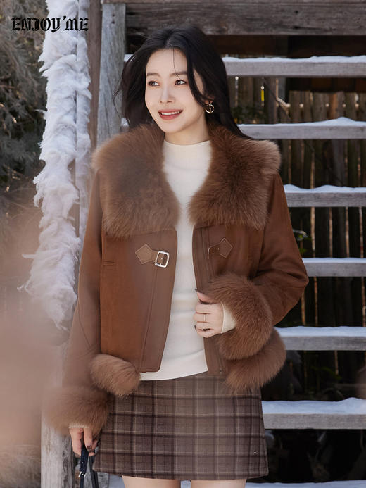 【门店同款】ENJOY冬季“游牧漫寻”海军毛领皮草外套 168443121 商品图9