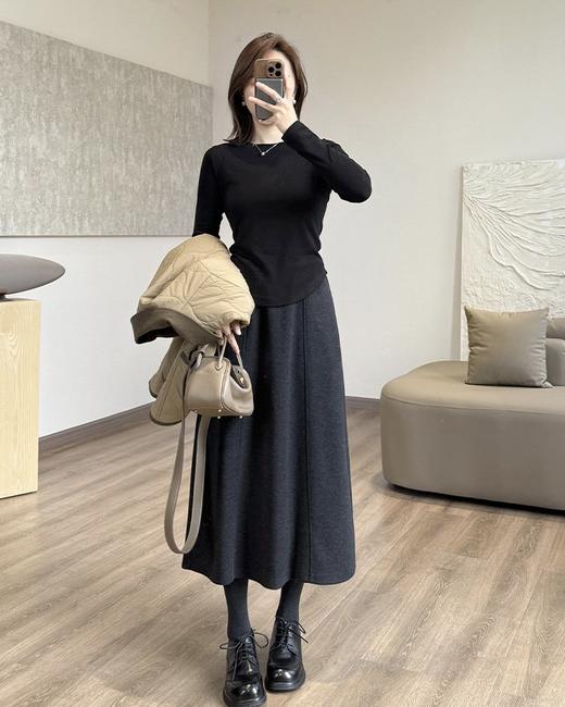 【醋酸羊毛6片半裙 不加绒/加绒可选】卷卷紫醋酸羊毛6片半裙 分片设计更显瘦 醋酸羊毛混纺亲肤垂顺耐穿有型 百搭不出错 商品图7