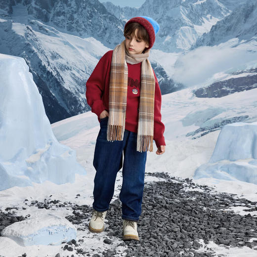 【MQD】男大童冬季学院风卡通满版保暖半高领毛衣 商品图0