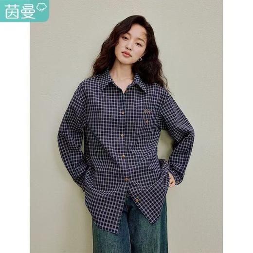 199.9元 茵曼格子衬衫 605709-HD（线上线下同步在售不保证有货，介意勿拍） 商品图0