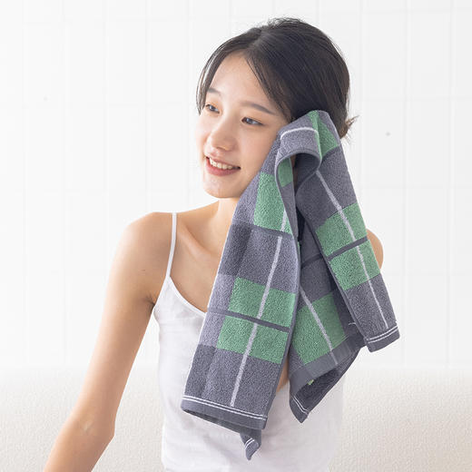洁丽雅全棉新疆棉毛巾格子纹柔软成人洗脸家用吸汗柔软吸水巾 商品图1