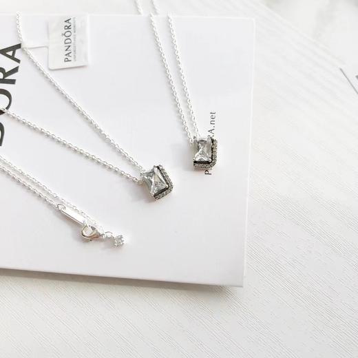 D122420元旦节礼物送女友送闺蜜B备矩形璀璨项链925银 商品图3