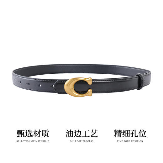 三彩2026新款皮腰带复古C型金属扣窄版皮带二层牛皮简约时尚女 商品图3