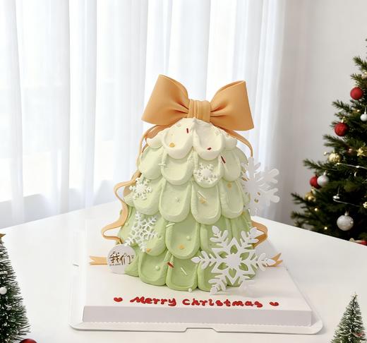 圣诞节系列绿色圣诞树蝴蝶结蛋糕-低糖处理无添加 商品图1