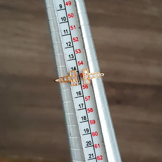 【95新】Tiffany & Co.蒂芙尼Tiffany T系列18K玫瑰金镶钻双T开口线圈戒指55号女士121225TJ18 商品图5