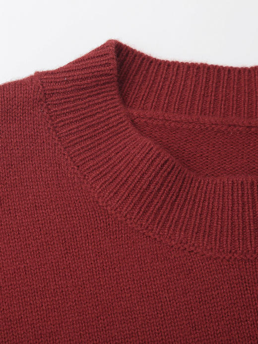 秋冬氛围感叠穿 酒红底色破洞设计 卡通兔子爱心提花宽松休闲针织上衣 商品图2