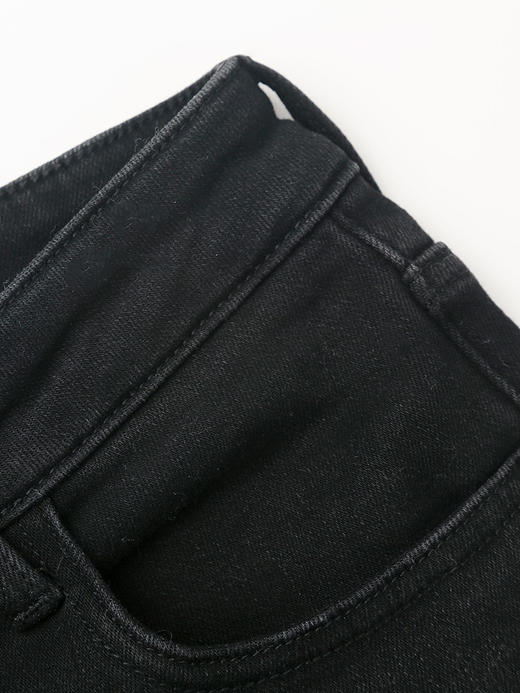 松弛感日常穿搭 黑色做旧高腰微喇牛仔裤 修身显瘦通勤休闲喇叭长裤 商品图2