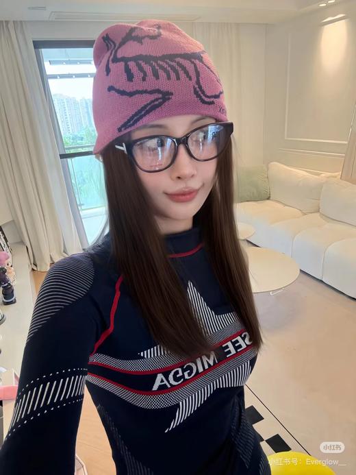 D122457双面提花刺绣款无边帽防寒线绒帽针织帽 商品图3