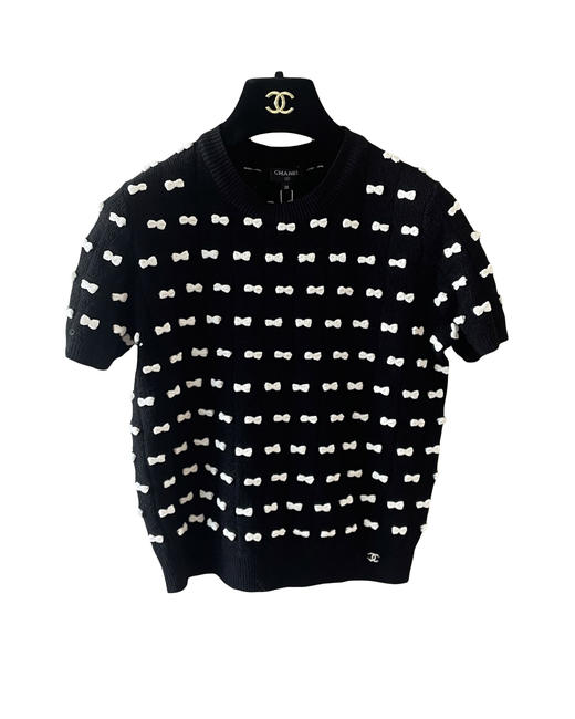 女款立体蝴蝶结短袖针织衫he025 商品图0