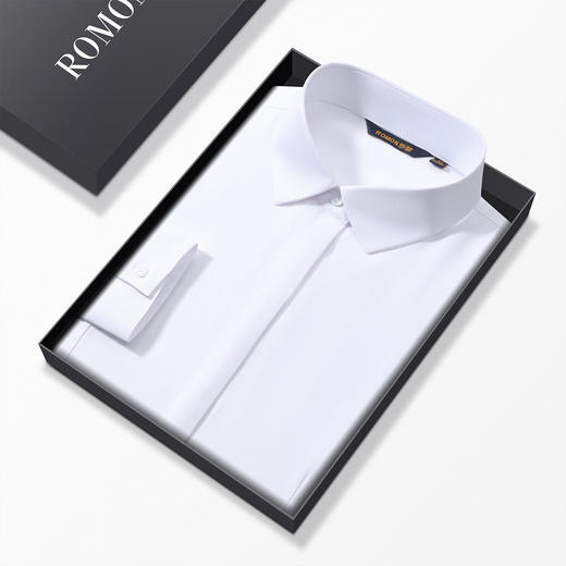 罗蒙女士长袖衬衫暗门襟设计纯色职业商务风优雅干练通勤舒适亲肤长袖衬衣 商品图7