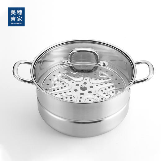 美穗吉家 大容量不锈钢两层多用蒸锅28cm 商品图1