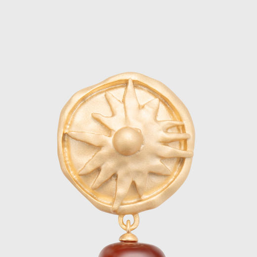 lost in echo2026春夏新款磨砂质感太阳红玛瑙吊坠925纯银耳饰 商品图3