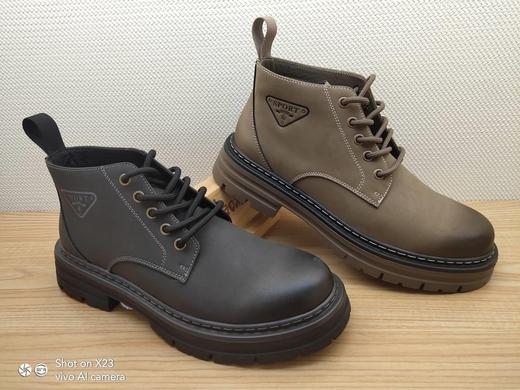 豪行冬季新款正品真皮马丁靴休闲舒适高帮系带男单靴12427211 商品图0