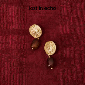 lost in echo2026春夏新款磨砂质感太阳红玛瑙吊坠925纯银耳饰