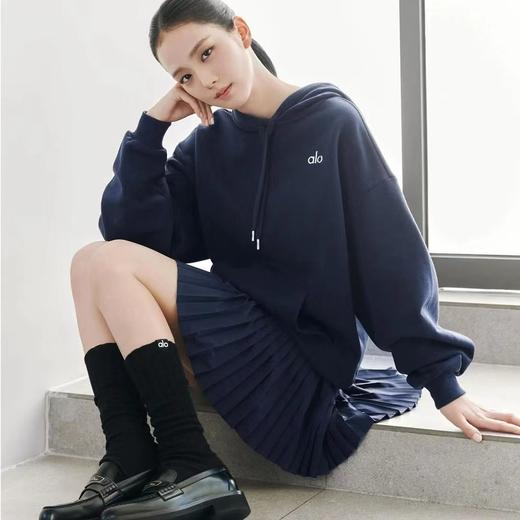 D122459加绒套头上衣纯色休闲宽松运动抽绳连帽卫衣 商品图11