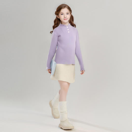 笛莎Deesha 童装女童2025冬半高领毛织打底衫 商品图2