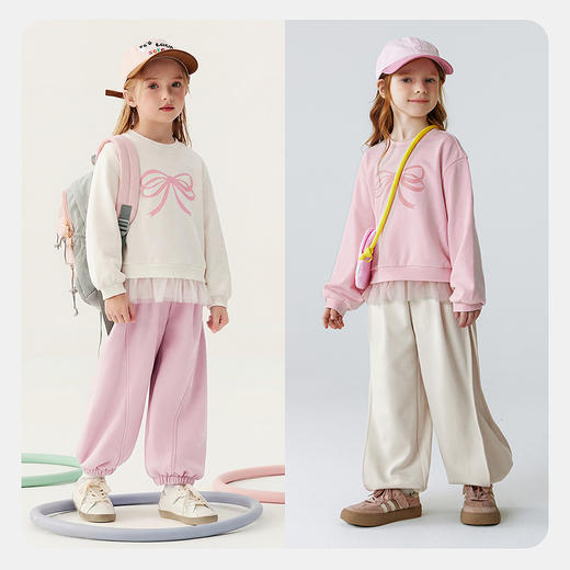 迷你巴拉巴拉女童儿童卫衣柔软不易变形拼接网纱甜美上衣2026春季 商品图2