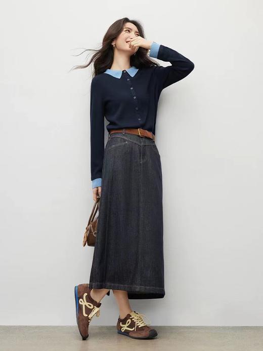 D122426冬季新款时尚撞色翻领针织衫显瘦开衫上衣 商品图7