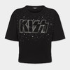 DSQUARED2 女士水钻 KISS 徽标棉质圆领短袖T恤 黑色 S72GD0611 D20035 900 商品缩略图0