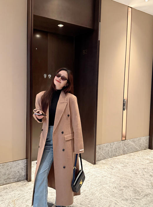 圣罗兰同款去标发货纯手缝双面羊毛大衣 商品图0