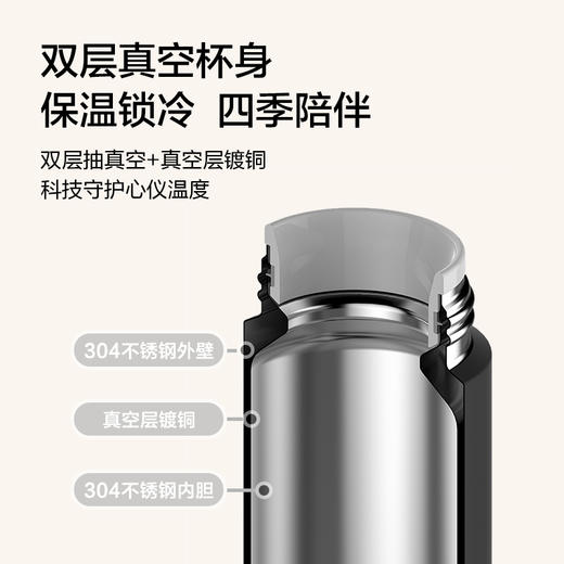 美穗吉家 304不锈钢轻量随行保温杯（带茶隔）450ml 白色 商品图2