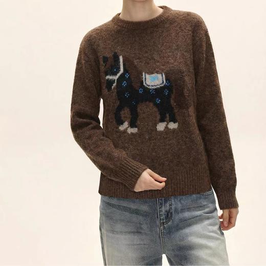 D122474可爱风小马提花圆领套头长袖毛衣 商品图8