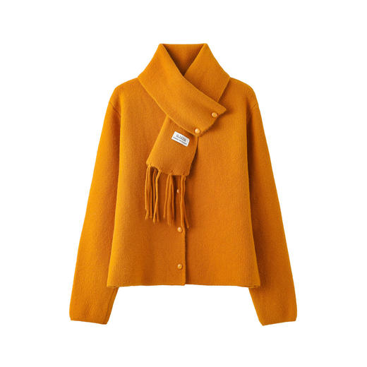 CC 2237韩系圆领毛衣外套流苏围巾宽松针织开衫 商品图4