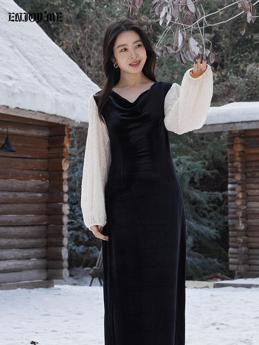 【门店同款】ENJOY冬季“相聚时刻”银河亮片拼接长裙 168793075 商品图1