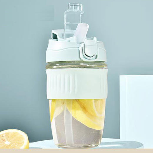 美穗吉家 玻璃双饮随手杯420ml水蓝色 商品图1