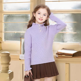 笛莎Deesha 童装女童2025冬半高领毛织打底衫