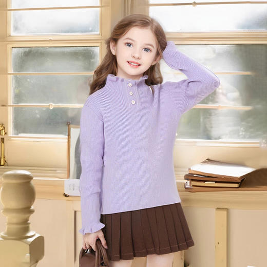 笛莎Deesha 童装女童2025冬半高领毛织打底衫 商品图0