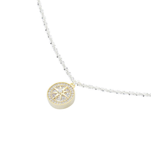 三彩2026新款合成锆石吊坠项链可调节套链饰品礼物毛衣链八芒星 商品图3