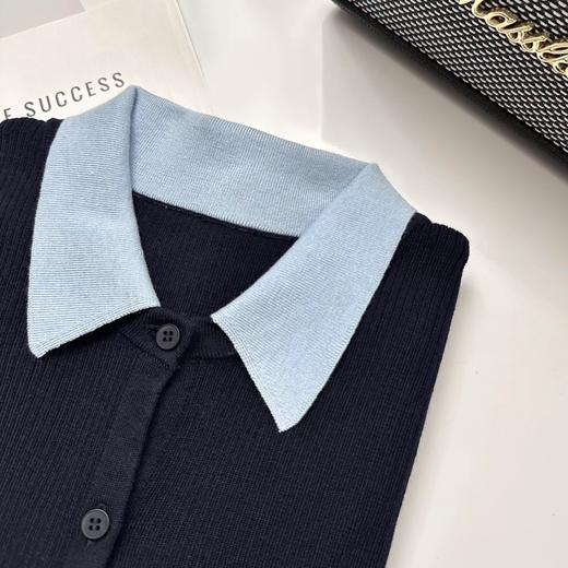 D122426冬季新款时尚撞色翻领针织衫显瘦开衫上衣 商品图10