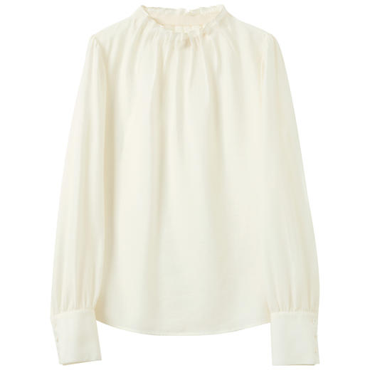 【醋酸】三彩2026春季新款花苞立领小衫衬衣长袖宽松轻奢气质S 商品图4