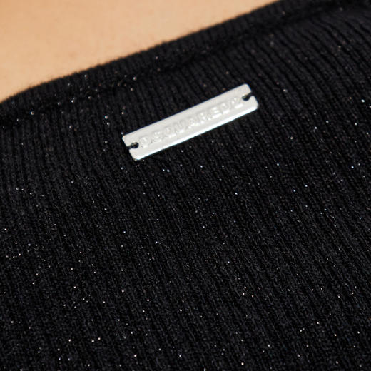 DSQUARED2 女士徽标贴片长袖针织衫 黑色 S72HA1247 D13171 900 商品图3