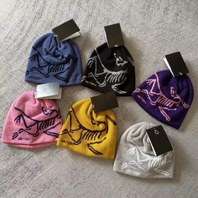 D122457双面提花刺绣款无边帽防寒线绒帽针织帽