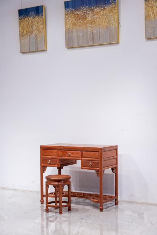 红桥红  家具严选  缅甸花梨(大果紫檀）  【98 三翻盖 梳妆台 两件套】 商品图0