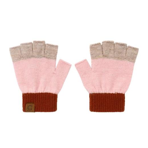 冬季儿童半指手套6-12岁男童撞色露指手套女童仿羊毛绒保暖手套 商品图4