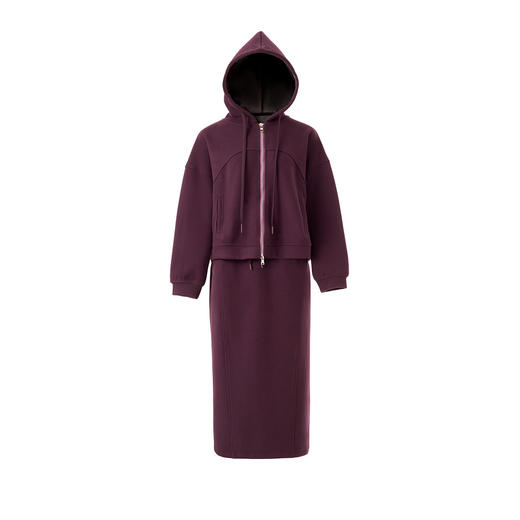 「高货wl」全新升级【铂金会员358/天猫479/差价121】(99404)洛诗琳2025秋冬羊毛混纺连帽外套松紧腰半身裙两件套女 商品图4